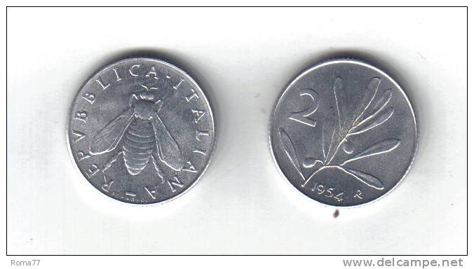 RedH - REPUBBLICA , 2 Lire Del 1954  APE - 2 Liras