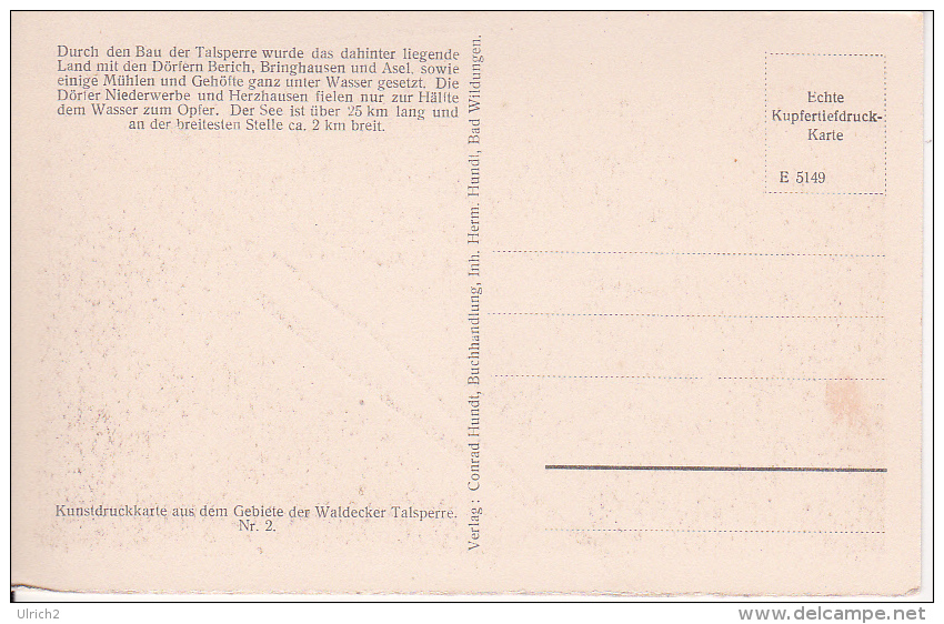 AK Das Gebiet Der Waldecker Talsperre Aus Der Vogelschau - Edertalsperre (19631) - Edersee (Waldeck)