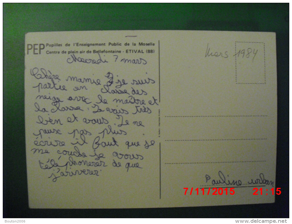 Etival Bellefontaine 1984 Centre De Plein Air Pupilles De L'enseignement Public De La Moselle - Etival Clairefontaine