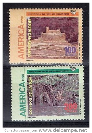 AMERICA UPAEP ARCHAEOLOGY ANCIENT CITY & NATIVE ETHNIC ECUADOR MNH Stamp #1258-9 - Ecuador