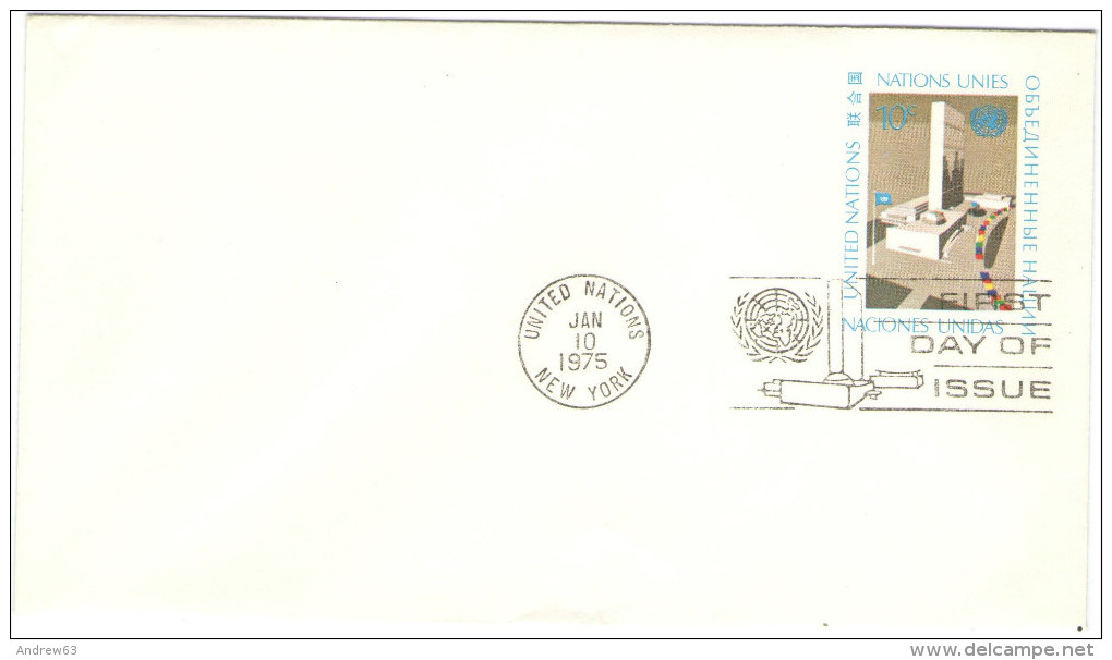 ONU - NAZIONI UNITE - UNITED NATIONS - NATIONS UNIES &ndash; 1975 - 10c - Letter - Intero Postale - Entier Postal - P... - FDC