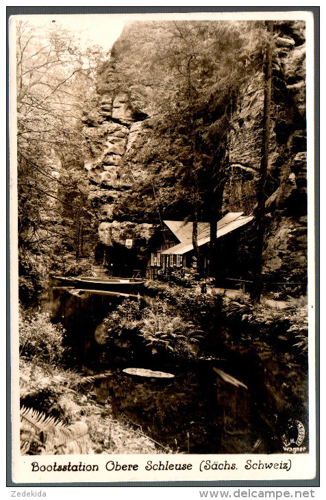 1200 Portofrei - Alte Foto Ansichtskarte Bootsstation Obere Schleuse Sächsische Schweiz N. Gel - Wagner Hinterhermsdorf - Hinterhermsdorf