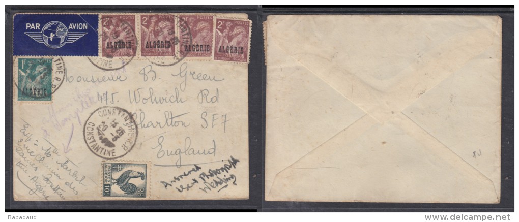 Algeria: Air MAil Cover CONSTANTINE &gt; England - Luftpost