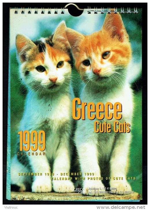 Calendrier " CHATS " -  1999 - Made In Greece. - Autres & Non Classés