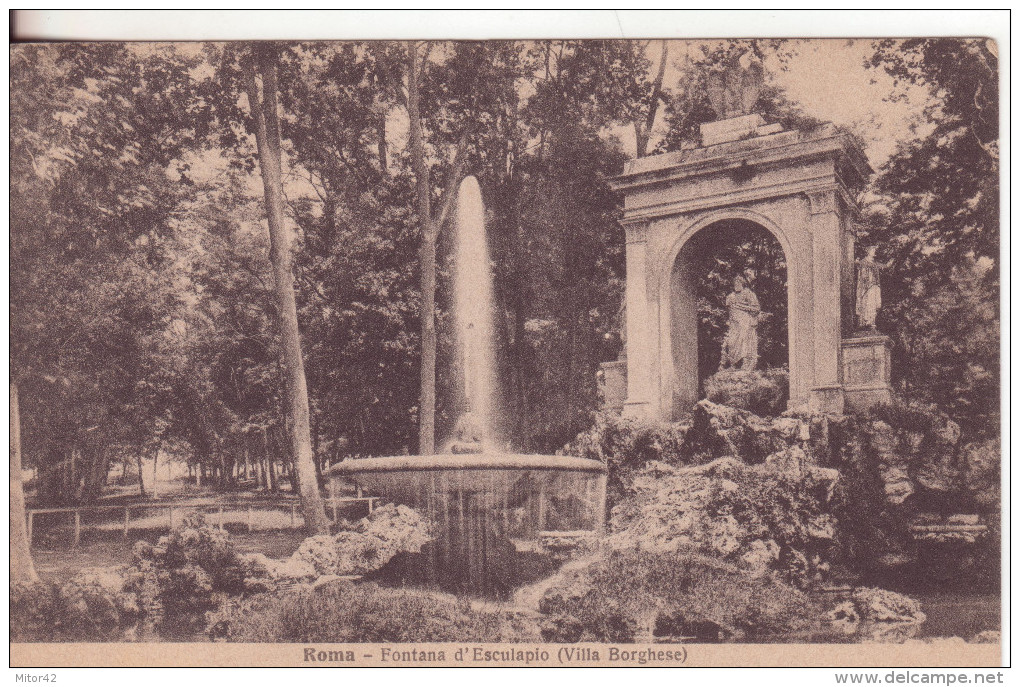 82-Roma-Lazio-Fontana D' Esculapio-Villa Borghese--v.1917 Con 10c. Leoni X Catania - Parks & Gardens