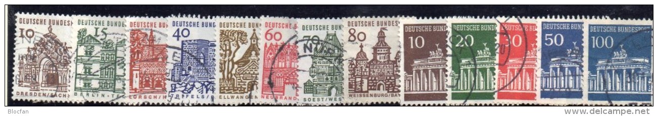 Deutschland Kleine Bauwerke 1964 BRD 454/1+506/0 O 5€ Brandenburger Tor Zwinger Tegel Pfalz-Burg Trifels Sets Of Germany - Altri & Non Classificati