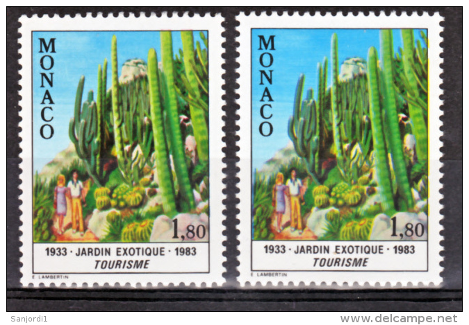 Monaco 1360 Variété Vert Jaune Et Vert Jardin Exotique Neuf ** TB  MNH Sin Charnela - Variétés