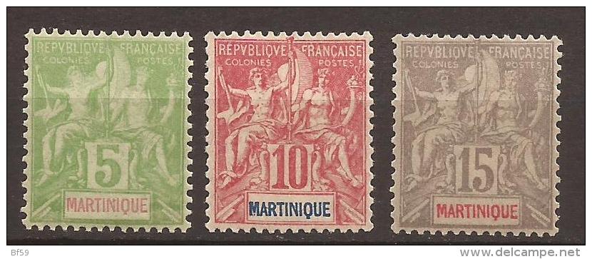 MARTINIQUE - N° 44, 45 Et 46 - NEUF X MVLH (le 44 Xx, Les Autres Trace Très Propre) - Bien Centrés - Unused Stamps