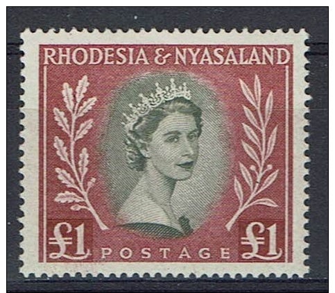 Rhodesia & Nyasaland - Michel 16 -1 Pound - Elisabeth II - MNH (13702) - Nyassaland (1907-1953)