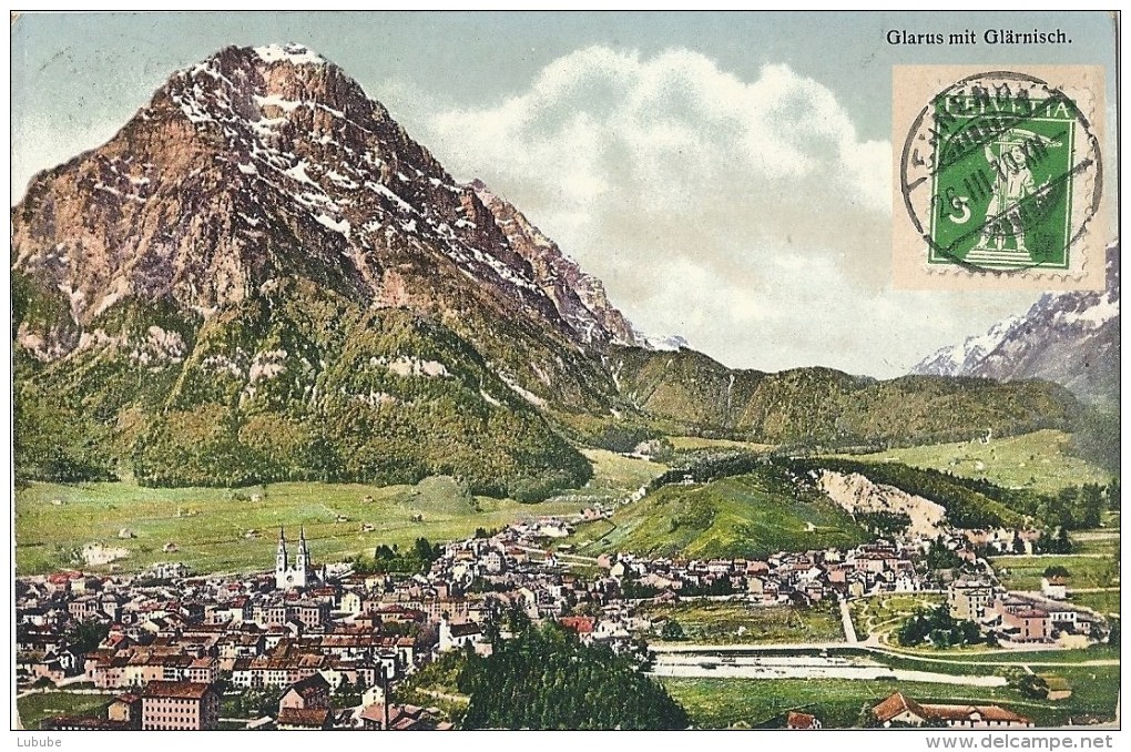 Glarus - Mit Glärnisch  (Stempel ENNENDA)           1910 - Ennenda