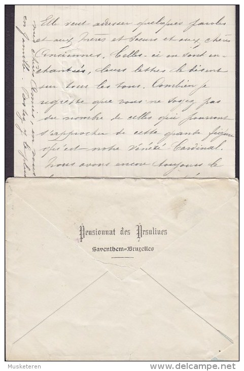 Belgium PENSIONAT Des Religieuses URSULINES, SAVENTHEM 1923 Cover & Lettre (2 Scans) - Briefe U. Dokumente