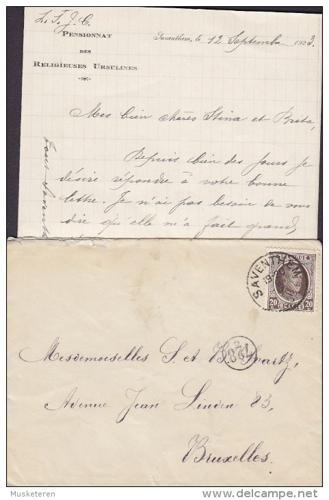 Belgium PENSIONAT Des Religieuses URSULINES, SAVENTHEM 1923 Cover & Lettre (2 Scans) - Briefe U. Dokumente