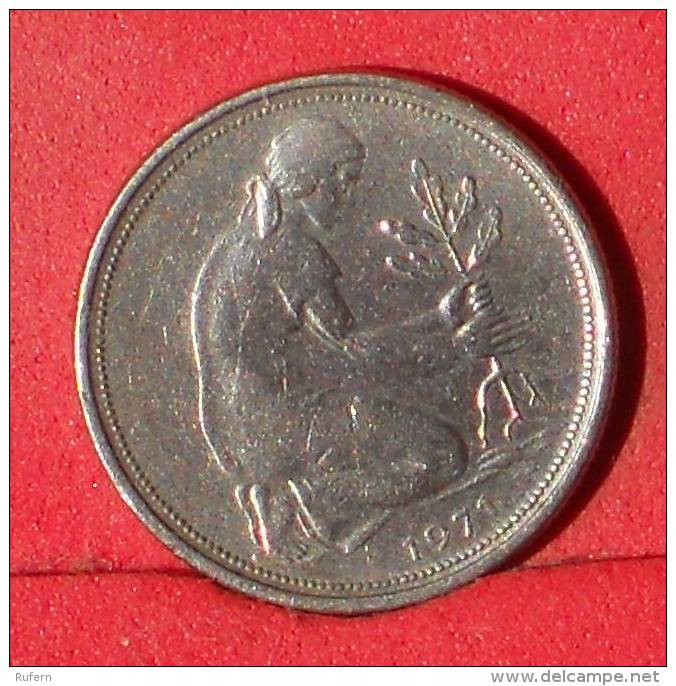 GERMANY FEDERAL REPUBLIK  50  PFENNIG  1971 D   KM# 109,1  -    (Nº12940) - 50 Pfennig