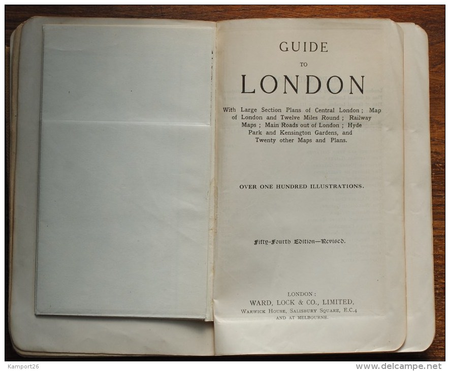 1937 LONDON Ward Lock & Co ILLUSTRATED GUIDE 54rd Edition Maps PHOTOBOOK Londres - Europe