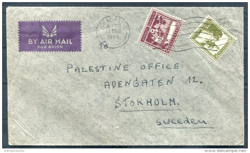 1945 Tel Aviv Airmail Cover - Palestine Office, Stockholm, Sweden - Palestine