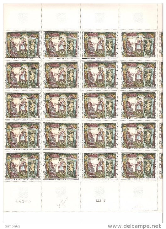 FRANCE  FEUILLE  COMPLETE DE 25 TIMBRES N°1588 NEUF ** MNH  DE1969 - Full Sheets