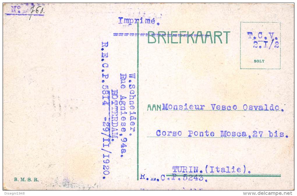 04352 "ROTTERDAM - PAESI BASSSI - NIEUNVE RINNENVEG" ANIMATA - TRAMWAY. CART. ILLUSTR. ORIG. SPEDITA 1920. - Rotterdam