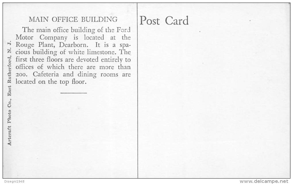 04358 "GENERAL OFFICES- FORD MOTOR COMPANY - ROUGE PLKANT - DEARBORN MICHIGAN - USA" CART. ILLUSTR. ORIG. NON SPEDITA. - Dearborn