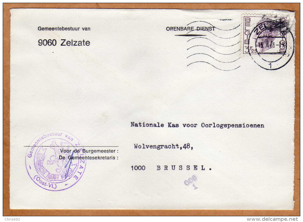 Enveloppe Brief Cover Gemeentebestuur Van Zelzate - Briefe U. Dokumente