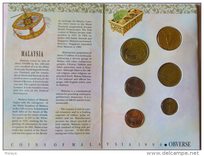 Malaysia 1990 Set Of 6 Coins (1+5+10+20+50 Cen + 1 Ringgit) UNC English Version - Malaysia