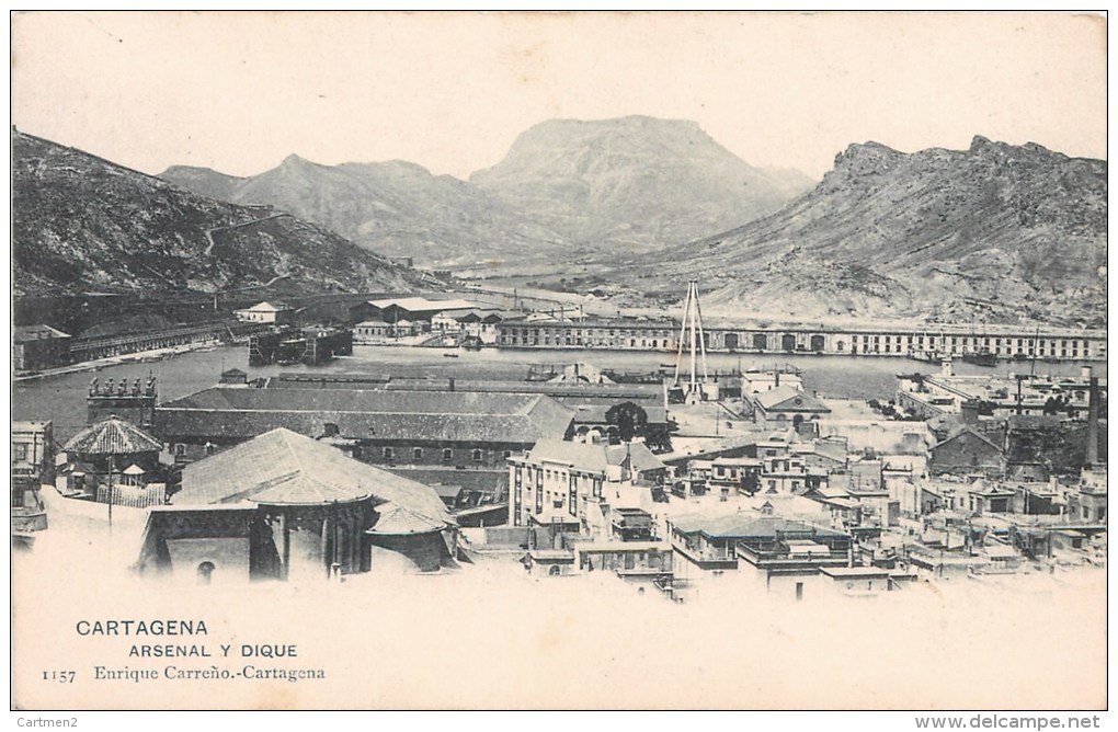 CARTAGENA ARSENAL Y DIQUE ESPANA 1900 - Murcia