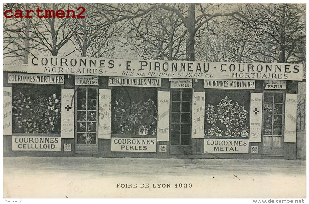 FOIRE DE LYON COURONNES MORTUAIRES POMPES FUNEBRES E. PIRONNEAU RUE DES PRAIRIES PARIS XXeme 75020 EXPOSITION - Andere & Zonder Classificatie