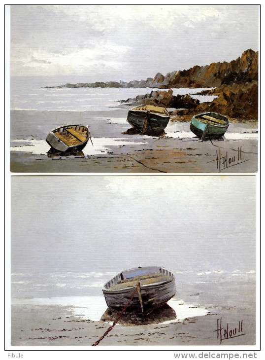 Bretagne Lot De 6 Cartes MARINES Aquarelles De HELOU JC - Bretagne