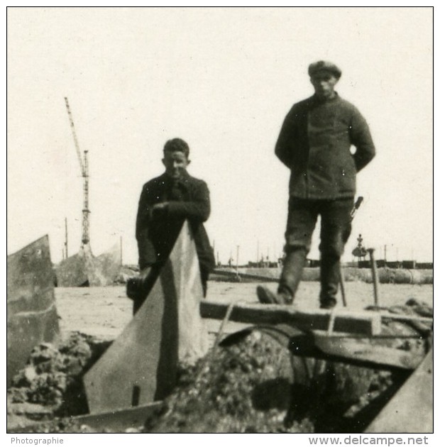 France Port De Dunkerque Travaux D'Extension Digue Sud &amp; Ouest Ancienne Photo 1931 - Places