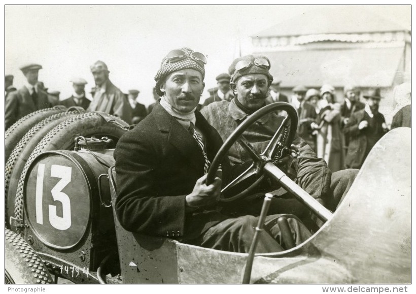 Grand Prix De Dieppe Jules Goux Sur Peugeot Avant La Course Photo Ancienne Branger 1912 - Cars