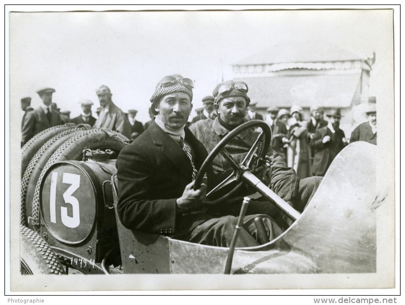 Grand Prix De Dieppe Jules Goux Sur Peugeot Avant La Course Photo Ancienne Branger 1912 - Cars