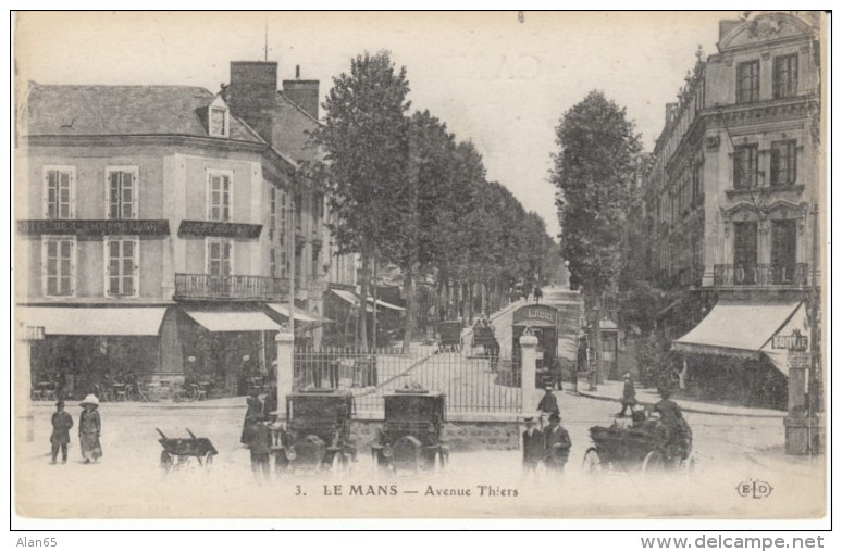 Le Mans Sarthe France, Avenue Thiers Street Scene, C1900s/10s Vintage Postcard - Le Mans