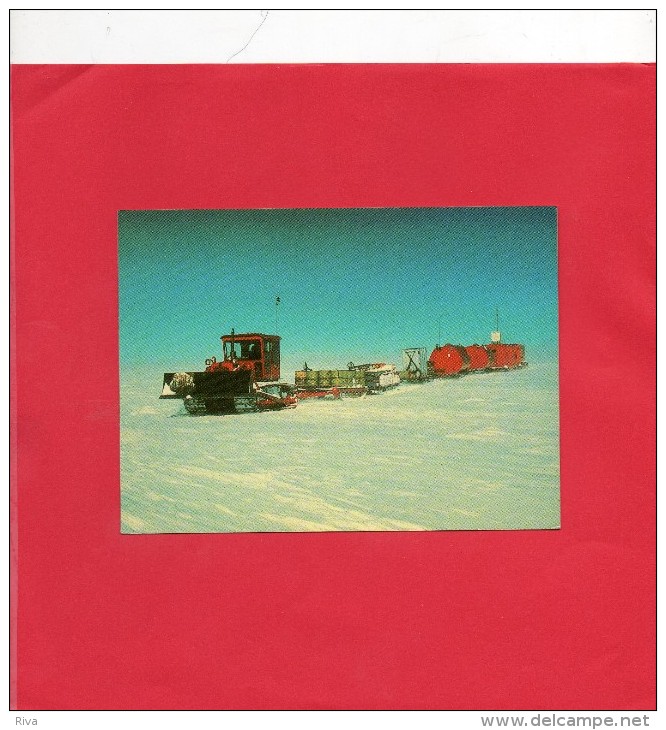 Carte  Tractor - Train  (( Piste En Antarctic )) - Otros Medios De Transporte