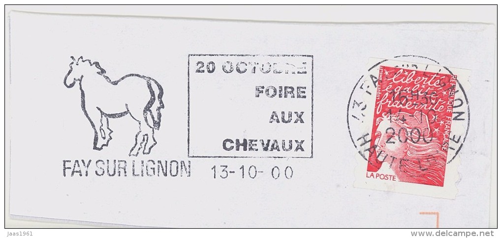 FRANCE. FRAGMENT POSTMARK. FAY SU LIGNON. HORSE FAIR. 2000. FLAMME - Otros & Sin Clasificación