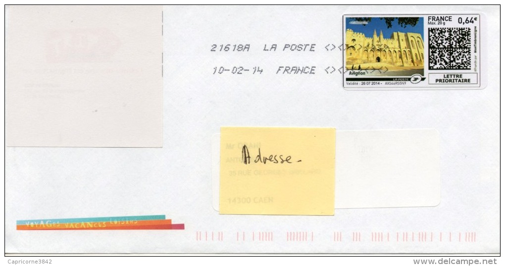 2014 - Montimbreenligne - Lettre Prioritaire 0,64€ - Vignette Sujet: AVIGNON PALAIS DES PAPES - Other & Unclassified