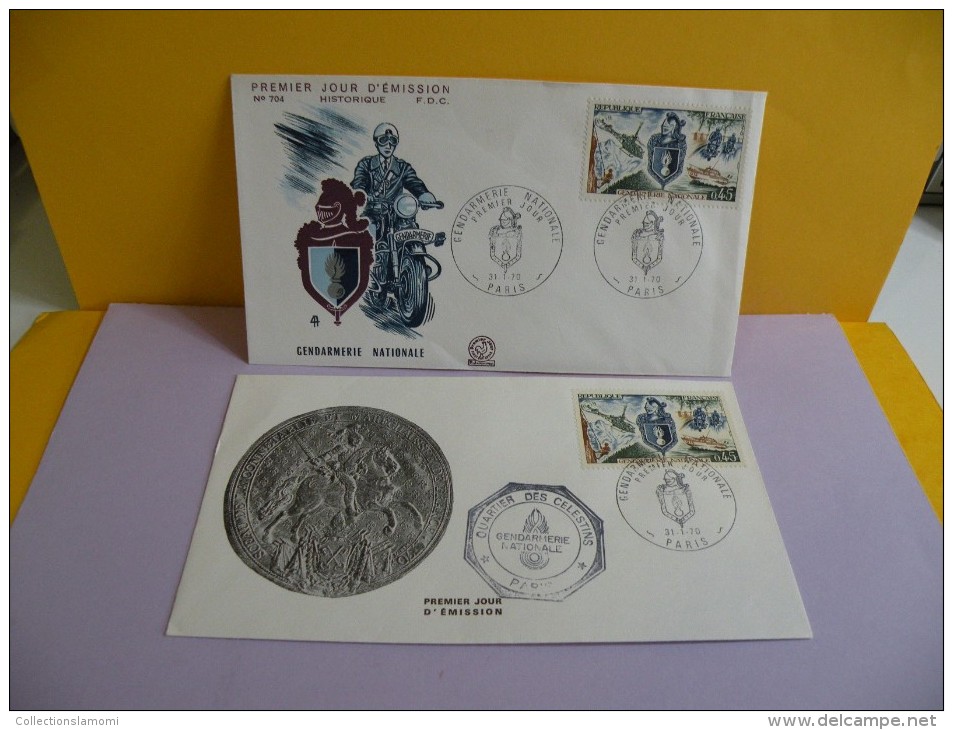 FDC- Gendarmerie Nationale, Quartier Des Celestins - Paris - 31.1.1970 - 1er Jour,coté 12 € Lot 2 Fdc - 1970-1979