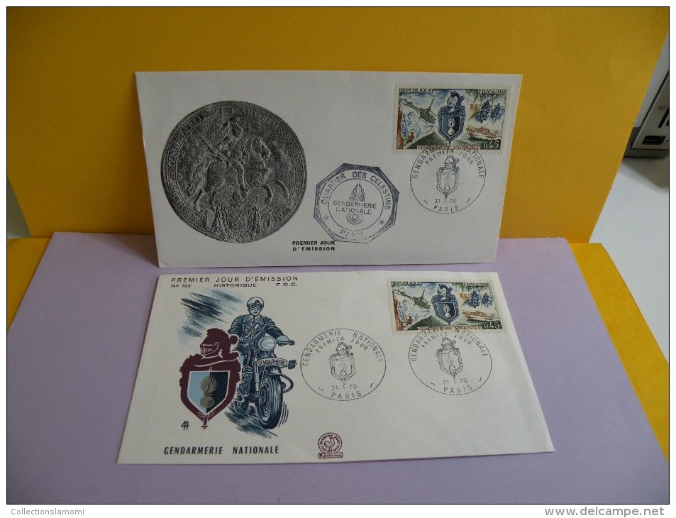 FDC- Gendarmerie Nationale, Quartier Des Celestins - Paris - 31.1.1970 - 1er Jour,coté 12 € Lot 2 Fdc - 1970-1979