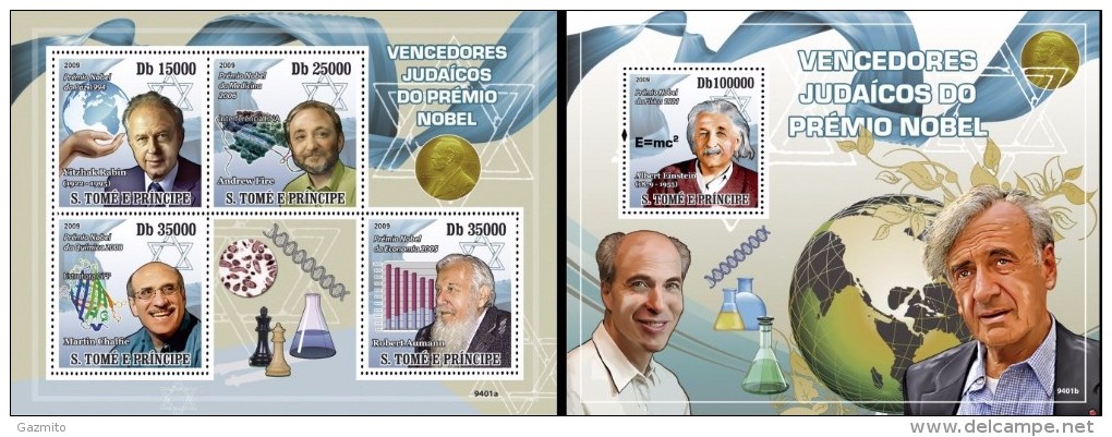 S. Tomè 2009, Juish Nobel, Einstein, Rabin, Aumann, 4val In BF +BF - Albert Einstein