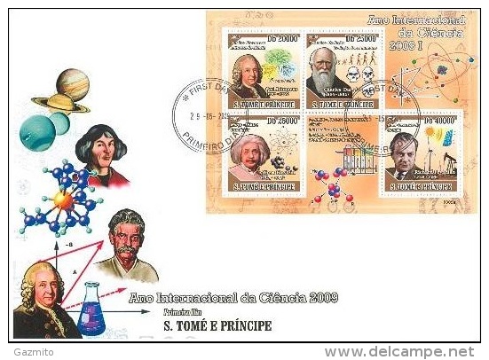 S. Tomè 2009, Intern. Year Of The Science, Einstein, Human Evolution, Alternative Energy, 4val In BF In FDC - Albert Einstein