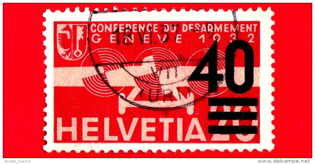 SVIZZERA - Usato - 1936 - Conferenza Sul Disarmo - Posta Aerea - Sovrastampa Nuovo Valore 40 Su 20 - Usati