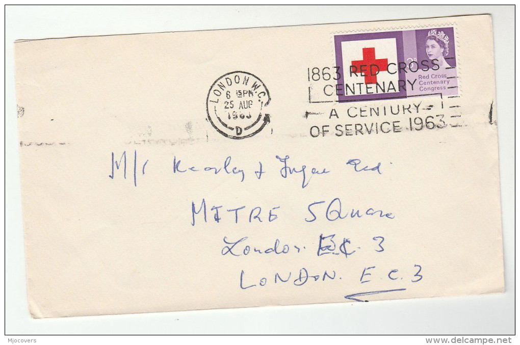 1963 London GB COVER Stamps RED CROSS With SLOGAN Pmk RED CROSS CENTENARY A CENTURY OF SERVICE - Red Cross