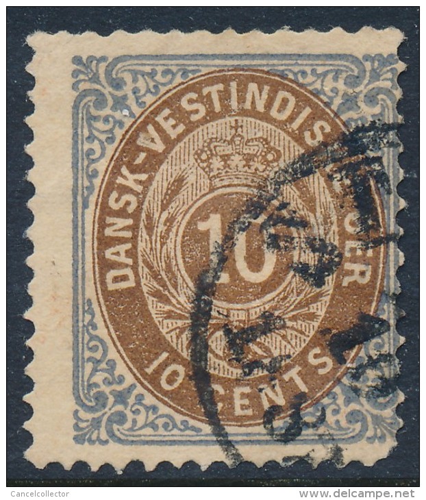 Denmark Danish West Indies DWI 1876: 10c Grey-blue & Brown Bicolour, Good Used (DCDW-00010) - Denmark (West Indies)