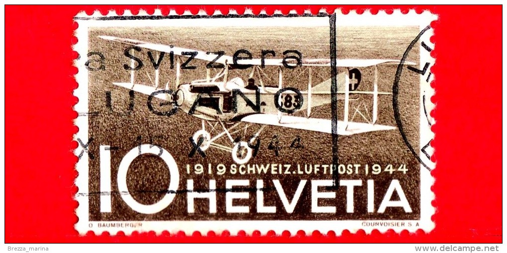 SVIZZERA - Usato - 1944 - 25 Anni Della Posta Aerea - Aerei - Haefeli DH 3 - 10 - Usati