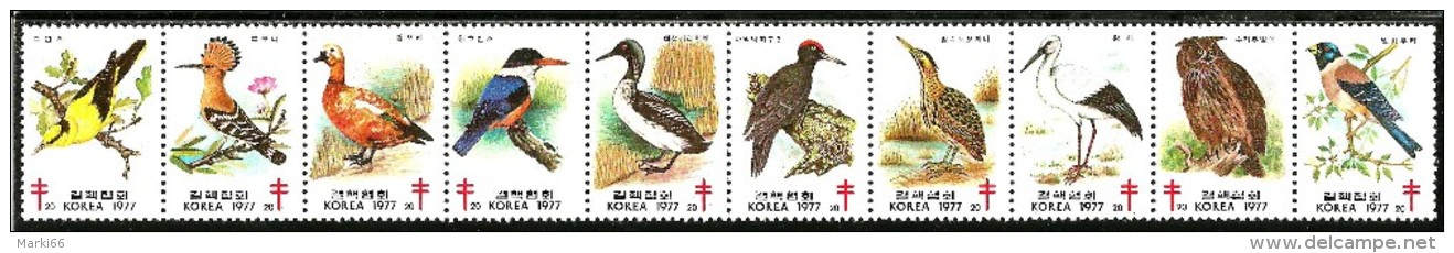South Korea - 1977 - Christmas Seals - Birds - Mint Charity Stamp Set - Korea, South