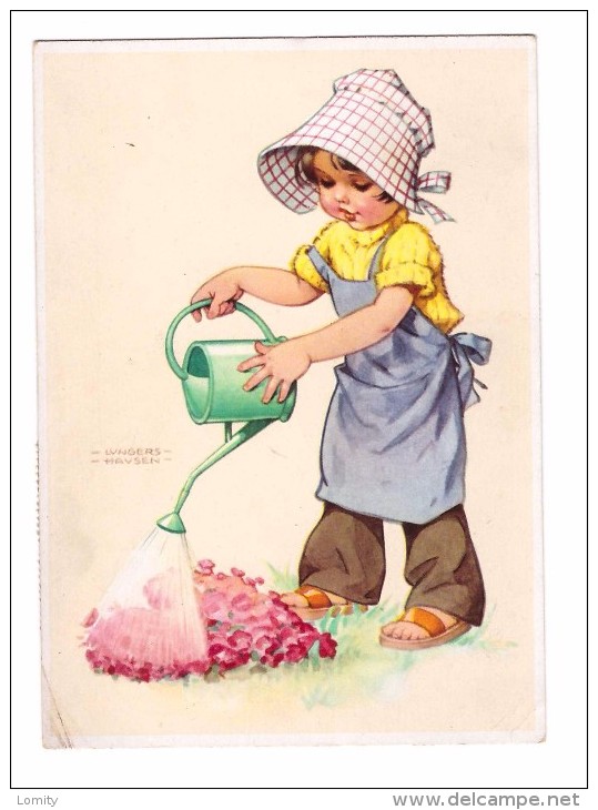 Illustrateur Gillustration Lungers Hausen Cachet 1965 Petite Fille Arrosant Fleur - Hausen, Lungers