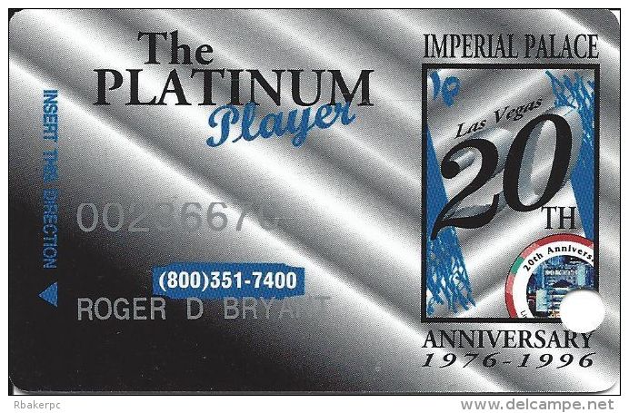 Imperial Palace Casino Las Vegas 20th Anniversary Slot Card  ...[RSC]... - Casino Cards