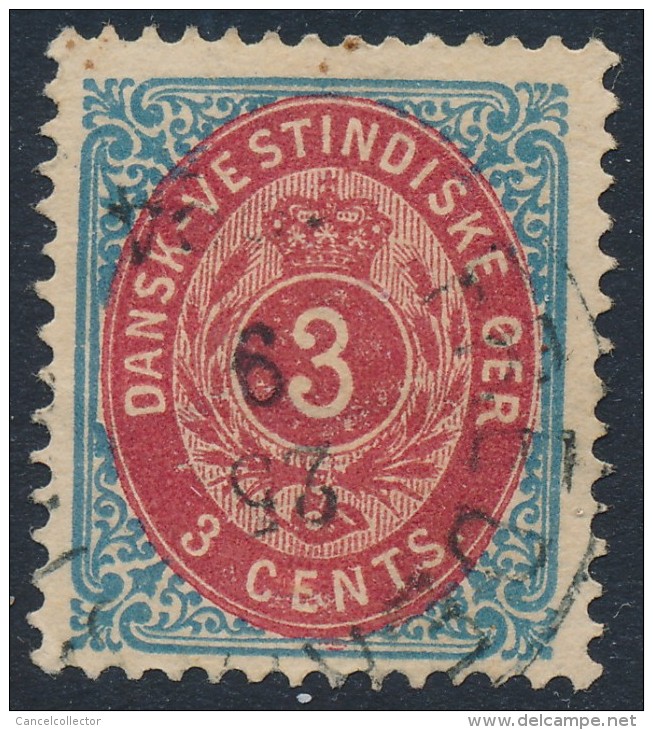 Denmark Danish West Indies DWI 1873: 3c Blue & Red Bicolour, F-VF Used (DCDW-00014) - Danimarca (Antille)