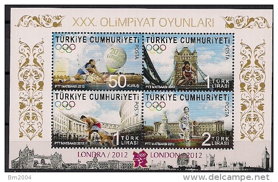 2012  Türkei  Türkiye Mi. Bl. 89**MNH - Eté 2012: Londres