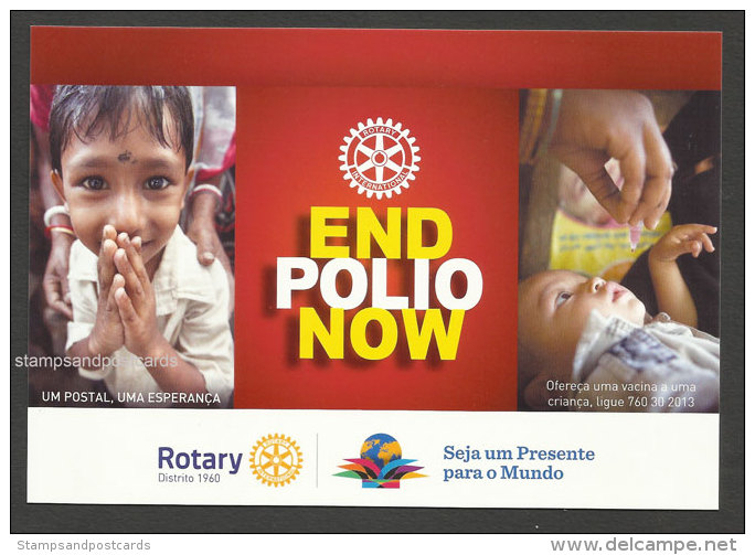 Portugal 2015 Carte Entier Postal Finir Avec La Polio Rotary Médecine Vaccination Postal Stationery End Polio Medicine - Enteros Postales