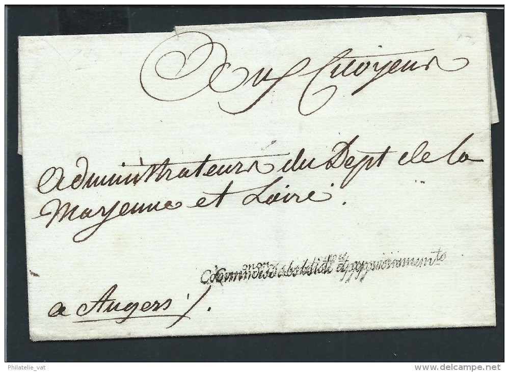 FRANCE - Lettre  ( Sans Texte) Avec Mp " Comm. Des Subist. Et Approvisionnement " Pour Angers - Lot P12268 - 1701-1800: Voorlopers XVIII