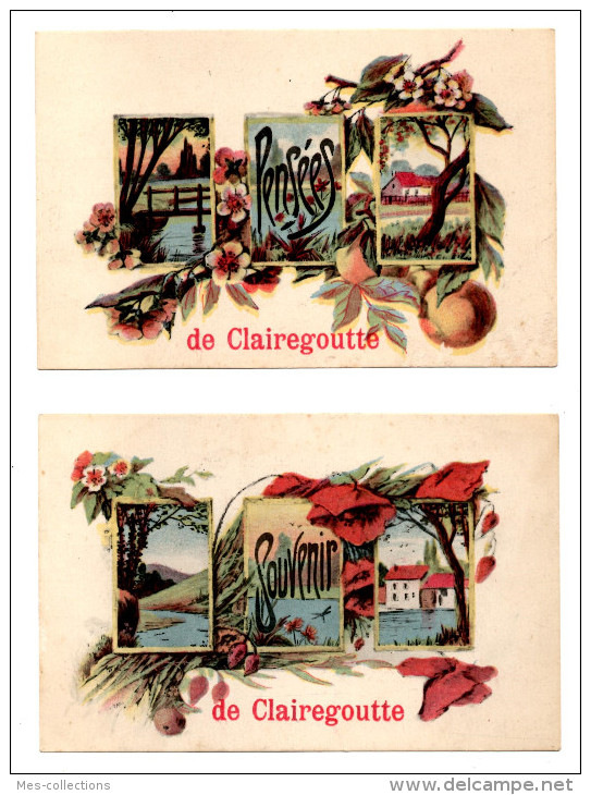 Clairegoutte Lot De 2 Cartes Souvenir Pensées Haute Saône 70 Canton De Lure RARES !!! - Other & Unclassified